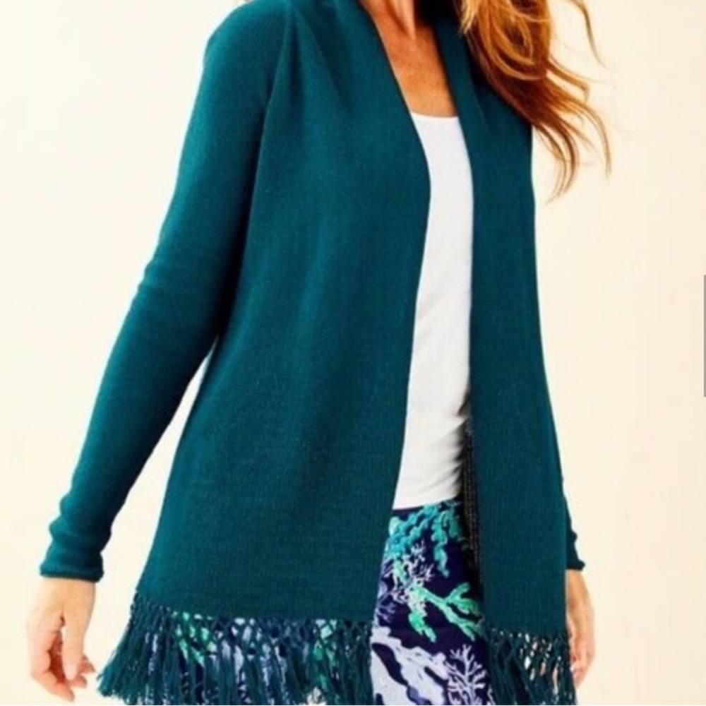Lilly Pulitzer Teal Tatum Open Cardigan Sweater
